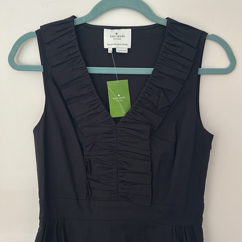 Kate Spade Poplin Ruffle Dress. Size 4. Black